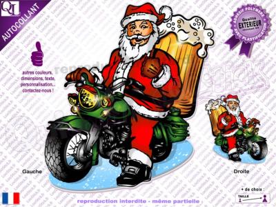 Autocollant Chope de BIÈRE Père Noël Biker