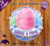 PANCARTE PLV PVC BARBE A PAPA ruban forain