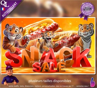 Autocollant SNACK SALE titre 3D tigre AFFICHE