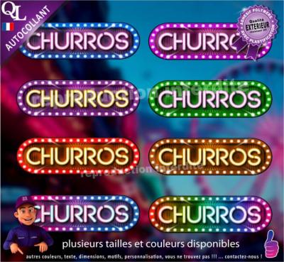 Autocollant CHURROS bandeau forain effet néon