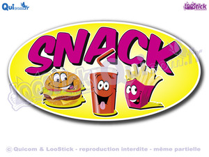 Vente Autocollant lettrage SNACK  Cartoon Quicom 