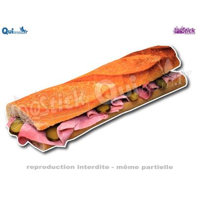 Autocollant Sandwich Baguette Jambon Cornichons