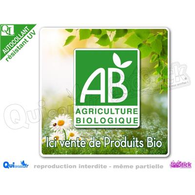 sticker ICI VENTE DE PRODUITS BIO Déco paquerettes