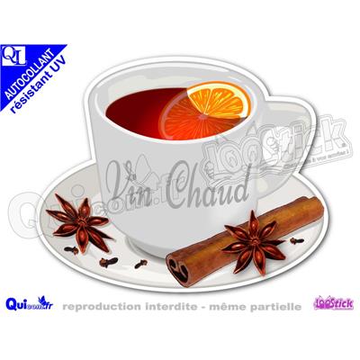 Autocollant TASSE VIN CHAUD dessin resistant UV