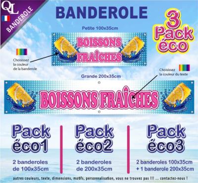 Banderole BOISSONS FRAICHES Pack éco au choix