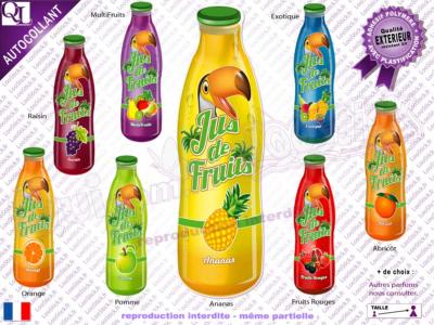 Autocollant BOUTEILLE jus de fruits Toucan