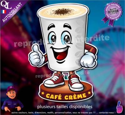 Autocollant CAFE CREME GOBELET COMIQUE ref1