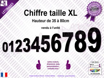 CHIFFRE ADHESIF taille grande XL de 35 à 80cm à l'unité