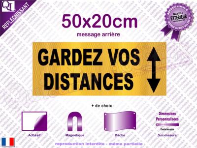 GARDEZ vos DISTANCES adhésif - magnet - bâche 50x20cm