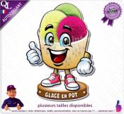 Autocollant GLACE BOULE en POT MASCOTTE COMIQUE ref1