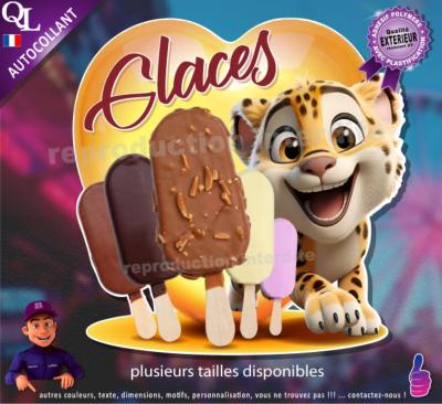 Autocollant GLACES BATON COEUR guepard 1
