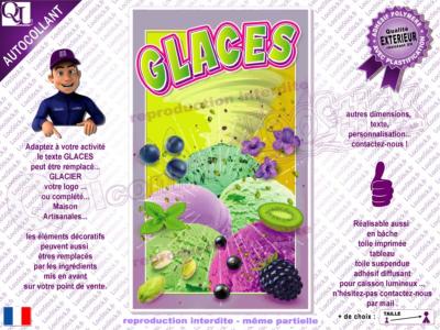 Autocollant Affiche plv GLACES boules violet Glacier