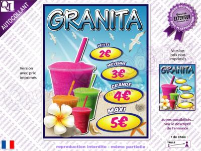 autocollant TARIF GRANITA prix / mentions personnalisables ref2 