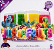 Autocollant JUS DE FRUITS titre 3D perroquets sticker