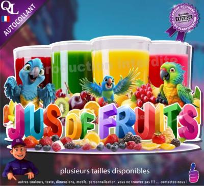 Autocollant JUS DE FRUITS titre 3D perroquets sticker