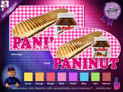 Autocollant PANINI NUTELLA "PANINUT" motif serviette rectangle ou ovale