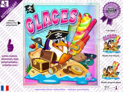 Affiche Autocollante GLACES Pingouin ICE TEAM pirate