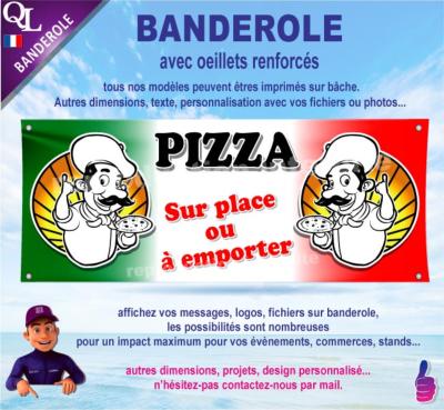 Banderole PIZZA Italie sur place ou à emporter (deco1)