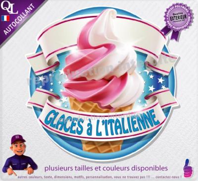 Autocollant GLACES à l'Italienne ruban forain STICKER