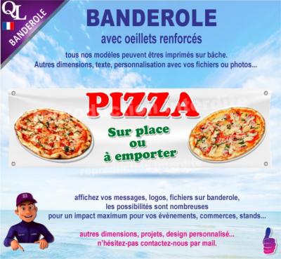Banderole PIZZA sur place ou à emporter (deco2)