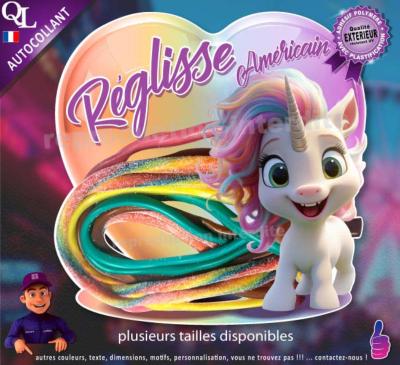 Autocollant REGLISSES AMERICAINS COEUR licorne 1