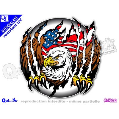 Autocollant AIGLE AMERICAIN DECHIRURES sticker résistant UV