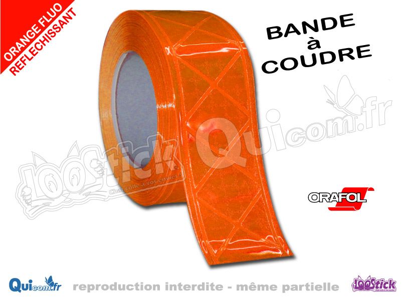 Bande REFLECHISSANTE à Coudre Microprismatique ORANGE FLUO - QUICOM 