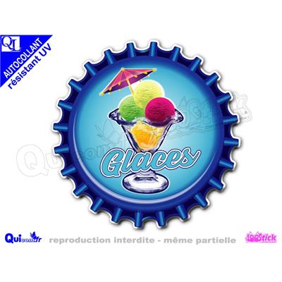Autocollant GLACE COUPE motif capsule adhésif résistant UV