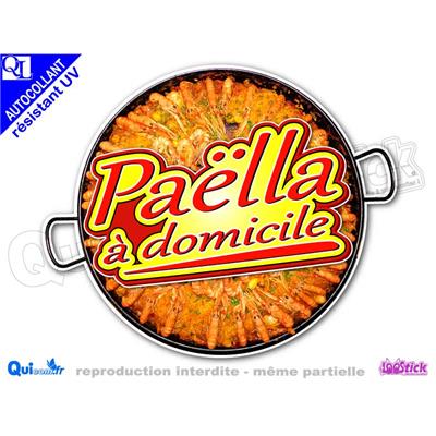 Autocollant PAELLA RONDE titre A DOMICILE