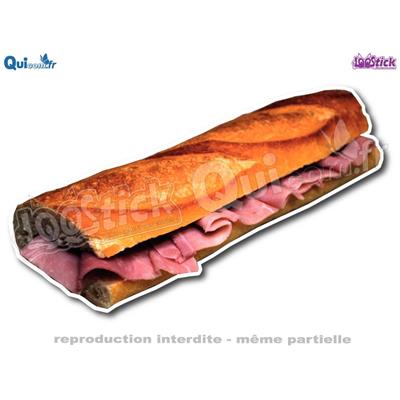 Autocollant Sandwich Baguette Jambon Beurre