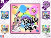 Autocollant BARBE  PAPA Licorne arc-en-ciel (ref3)