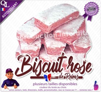 Autocollant BISCUIT ROSE de REIMS TITRE sticker