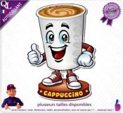 Autocollant CAPPUCCINO GOBELET COMIQUE ref1