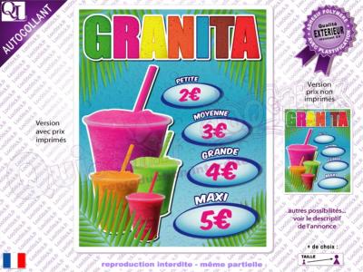 autocollant TARIF GRANITA prix / mentions personnalisables ref1