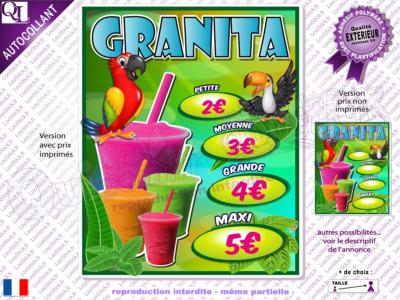 autocollant TARIF GRANITA prix / mentions personnalisables ref4