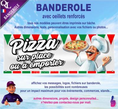 Banderole PIZZA fanions sur place ou à emporter (deco4)
