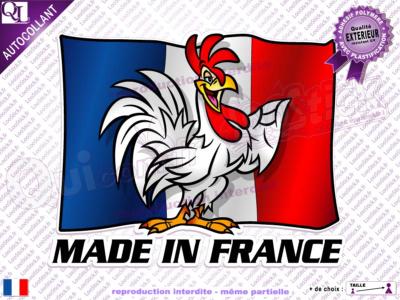 Autocollant MADE IN FRANCE COQ DRAPEAU