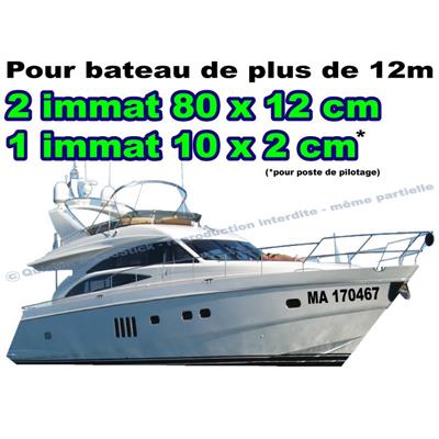 Immatriculation adhésive Bateau coque rigide 80x12cm