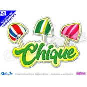 sticker Autocollant titre 3 CHIQUES couleur au choix