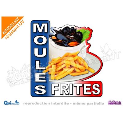 Autocollant MOULES FRITES FRANCE bleu blanc rouge