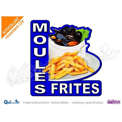 Autocollant MOULES FRITES bleu