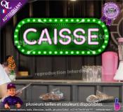 Autocollant enseigne foraine CAISSE effet néon
