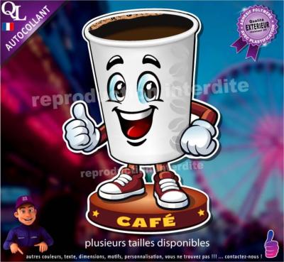 Autocollant cafe gobelet COMIQUE ref1