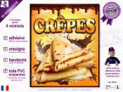 PLV CREPES| choix : affiche autocollante - diffusant pour enseigne lumineuse - banderole - toile imprimée