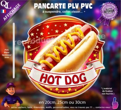 PANCARTE PLV PVC HOT DOG ruban forain