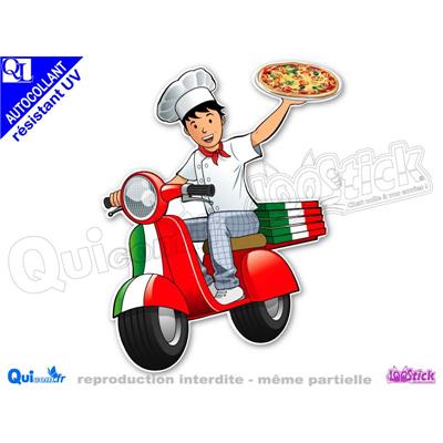 LIVREUR PIZZA SCOOTER PIZZA sticker autocollant adhesif