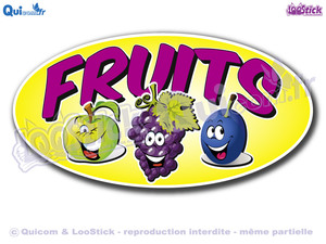 Vente Autocollant lettrage  FRUITS Cartoon Quicom 