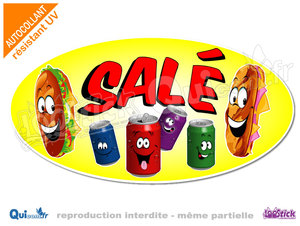 Vente Autocollant lettrage snack  sal  sandwich Cartoon 