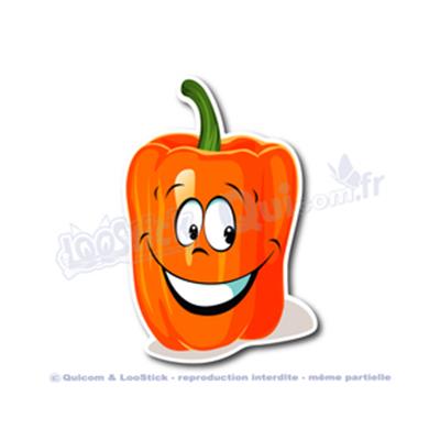 Autocollant Cartoon POIVRON Orange