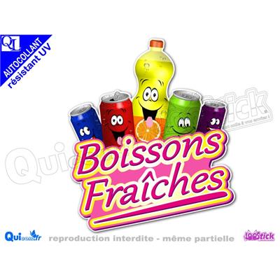 autocollant BOISSONS FRAICHES COMIQUES rose